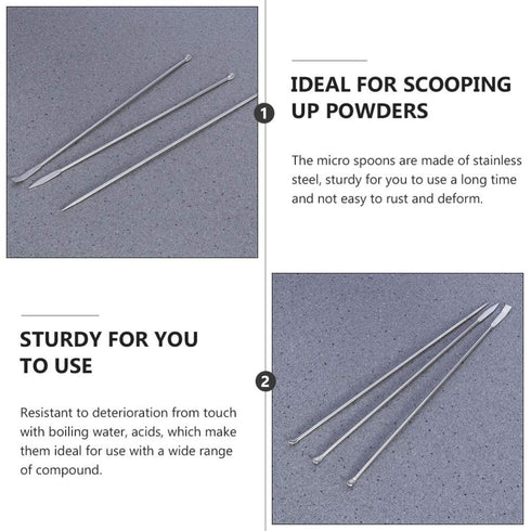 Hemobllo Stainless Steel Micro Lab Sampling Scoop Experiment Spoons Micro Medicine Spoons Reagent Laboratory Sampling Spoon Set 6PCS...