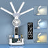LED Desk Lamp for Office Home, Desk Lamps with Fan, Bright four-Headed table lamp, Adjustable Foldable Table Lamp with Clock Date Fan Pen Down,Tem...