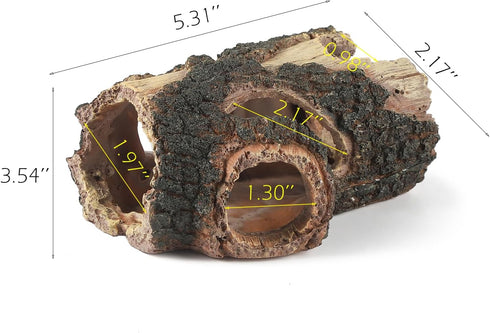 Aquarium Wood Fish Tank Decorations?Resin Fake Logs Terrarium DÉCor, Reptile Hide Aquarium Hideout for Fish Cave, Small Turtles, to 20 Gallon Tank...