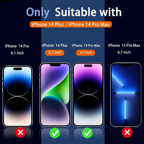 Ferilinso 3 Pack Screen Protector for iPhone 14 Plus iPhone 14 Pro Max with 2 Pack Tempered Glass Camera Lens Protector Phone Case FrienDly Access...