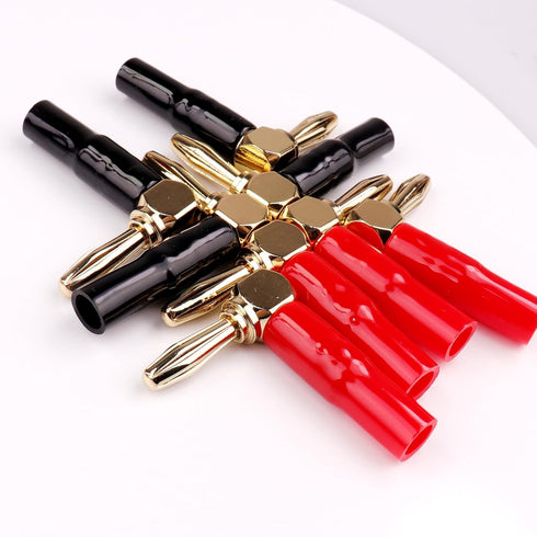 8 pcs 4mm Right Angle Speaker Plugs,L-Shaped Banana Plugs Bend Plug 90 Degree Speaker Connector for Speaker Wire (Red and Black)...