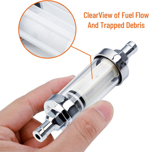 5/16 inch 9747 Inline Fuel Filter With Clear View Glass And Chrome (2)...