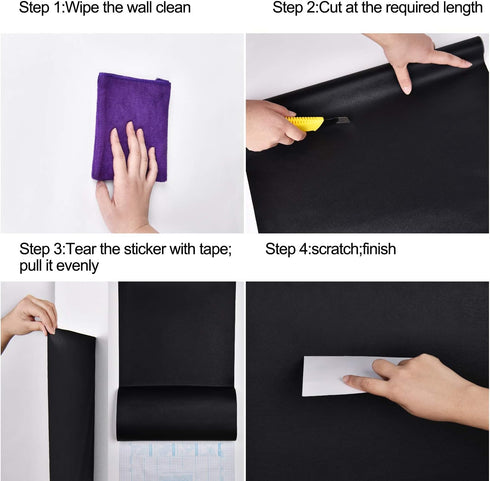Mecpar Black Contact Paper 17.71 in × 16.4 Ft Durable Black Wallpaper Black Peel and Stick Wallpaper Self-Adhesive Removable Decorative Film Roll ...