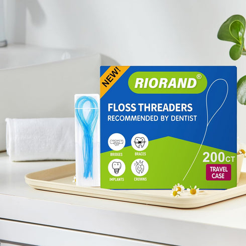 RioRand Floss Threaders, Essential Tool for Maintaining Oral Health with Braces, Bridges, and Implants 200 Count (Pack of 4)...