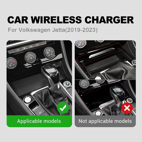 Compatible with Volkswagen Jetta Sprint 2019 2020 2021 2022 2023 Wireless Charger Pad Silicone Dual Charging Ports 15W Adapter for Smartphone Phon...