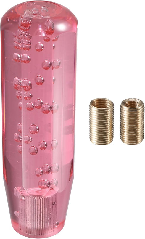 Gear Shift Knob Stick, 15cm Faux Crystal Transparent Bubble Gear Shifter Universal for Manual Transmission Vehicle Durable Acrylic Pink with Adapt...
