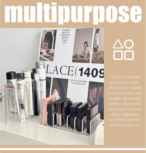 Acrylic Mail Holder,2 Pcs Acrylic Letter Organizer,7 Compartments Mail Organizer,7 * 5 * 1.57" Envelope Holder,Transparent Countertop Mail Holder,...