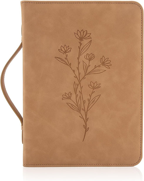 Bible Cases for Woman with Detachable Wristlet Strap,PU Leather Bible Cover for Women,Waterproof Bible Cover Case for Women,Floral Bible Cover Cas...