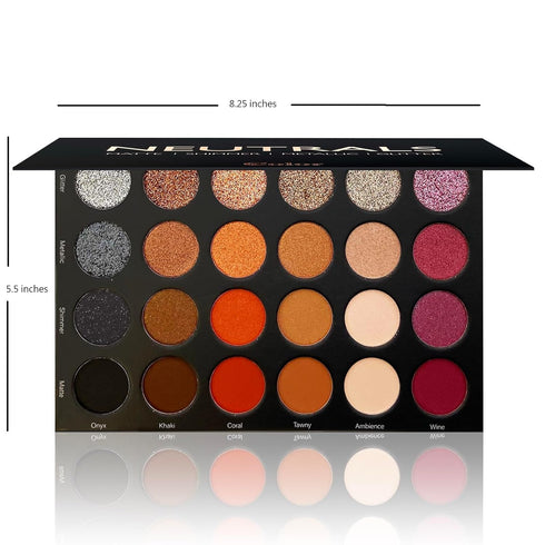 Cosmeticss - Neutrals, 24-Color eyeshadow Palette Matte/Shimmer/Metallic.Glitter Finish, Highly Pigmented Eye shadow Makeup, Long- Wearing Eye Pal...