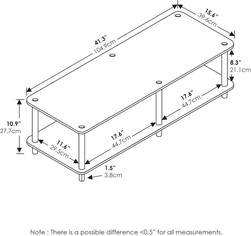Furinno Just No Tools Wide Light Cherry Television Stand with Black Tube...