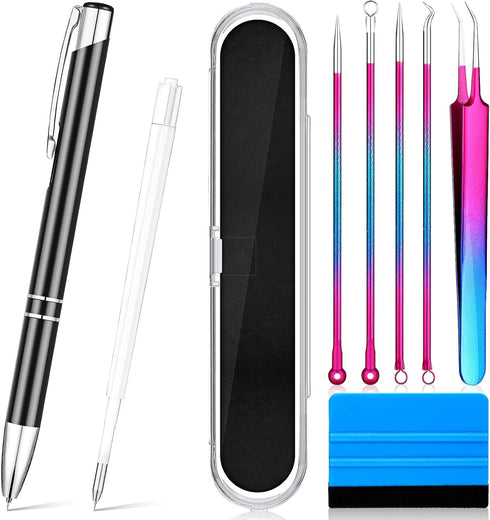 Zonon 8 Pieces Pin Pen Weeding Tool, Craft Vinyl Tool Kit, Includes Air Release Pen, Vinyl Squeegee, Vinyl Tweezers Weeders for Lettering, Cutting...