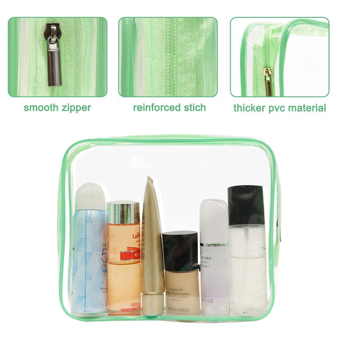 APREUTY Clear Makeup Bags, TSA Approved 6 Pcs Cosmetic Makeup Bags Set Clear PVC with Zipper Handle Portable Travel Luggage Pouch Airport Airline ...