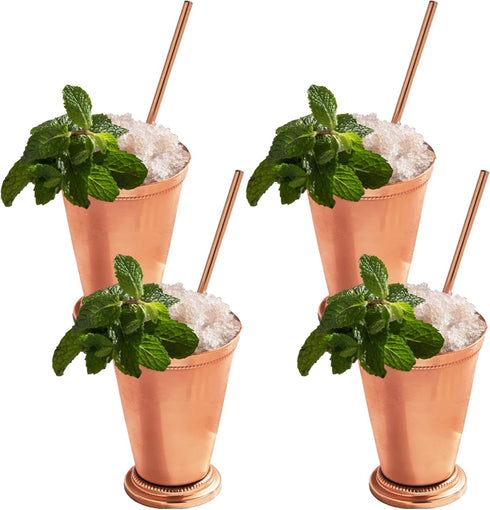 Sol Living Mint Julep Cups Set of 4, 12 oz Stainless Steel Lining Copper Cups Handcrafted Kentucky Derby Cups Barware Set for Cocktails Mixed Drin...