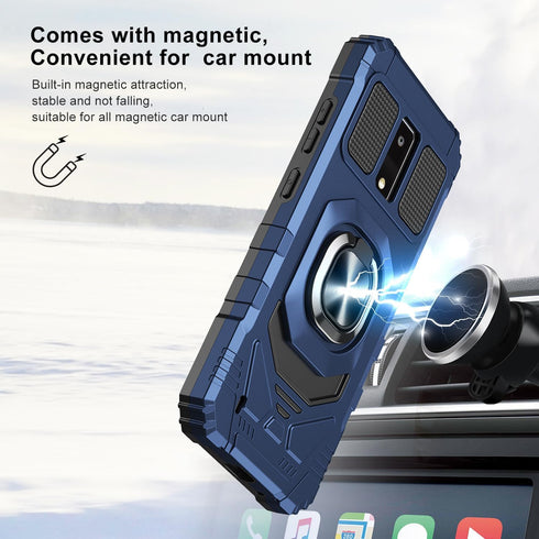 for BLU View 4 Phone Case with Tempered Glass Screen Protector,Military Grade Heavy Duty Shockproof Protective Cover,with Ring Kickstand Full-Body...