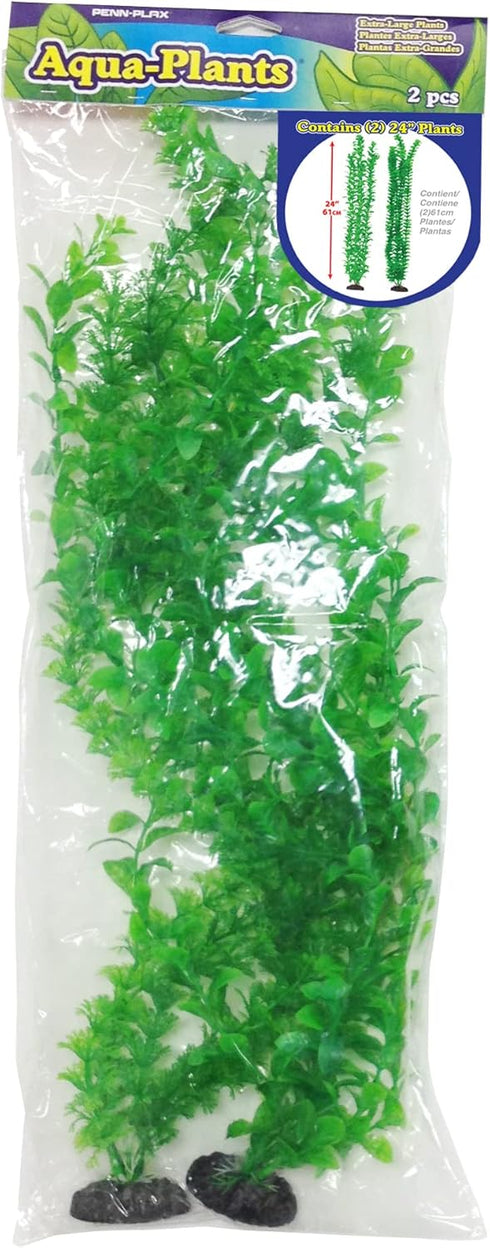 Penn-Plax Aqua-Plants Plastic Aquarium 2 Piece Plant Bundle – Realistic Appearance and Gentle Texture – Green – 24” Height...