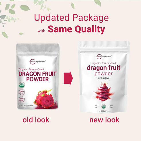 Organic Dragon Fruit Powder, 10oz | 100% Natural Fruit Powder | Freeze-Dried Pink Pitaya Source | No Sugar & Additives | Great Flavor for Drinks, ...