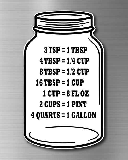 Kitchen Conversion Chart on Jar Magnet Standard Conversion Chart Décor Cooking Measurements for Food Measuring Easy to Read Recipe Baking Tools Ac...