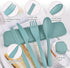 Travel Utensils with Case, 2 Sets Wheat Straw Cutlery Set, Camping Utensils for Lunch Box, Reusable Plastic Utensil Set Knife Spoon Fork Chopstick...