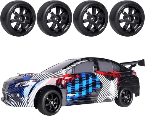 PreGlued 12mm Hex Wheel Rims & OD 2.56" Rubber Tires for 1/10 On-Road Touring Car Drift for Traxxas 4tec 2.0 3.0 Tamiya TT02 TT01 HPI RS4 Wltoys 1...