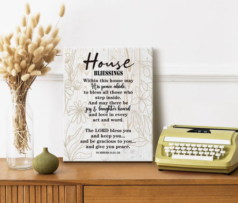 Canvas Wall Art House Blessing Decor, Housewarming Gift Canvas Wall Art for Home Decor, Inspirational Quote Canvas Prints Poster Wall Art, Christi...