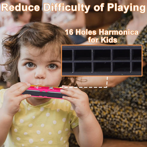 UPINS Harmonica for kids adults Beginners Bulk 4Pcs Armonica Para Ninos Cartoon Printed Key of C 16 Hole Harmonica Toy Musical Instruments Birthda...
