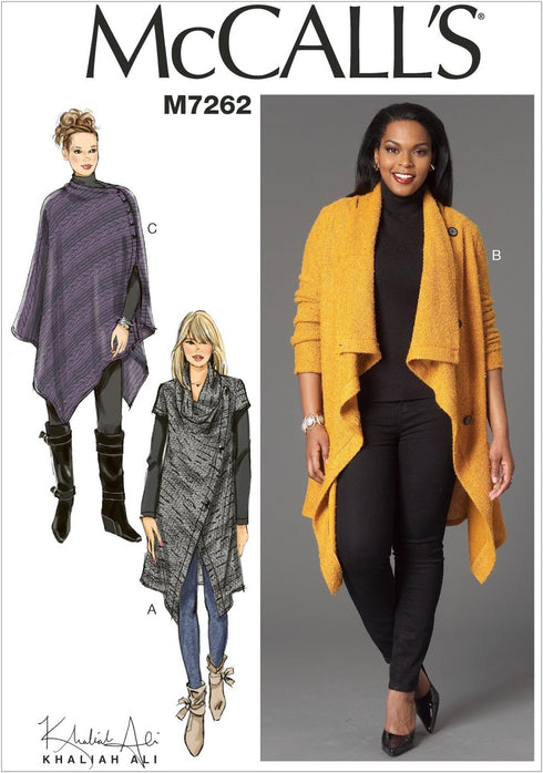 McCall's Patterns M7262 Misses'/Women's Sweater Coat & Poncho, RR (18W-20W-22W-24W)...