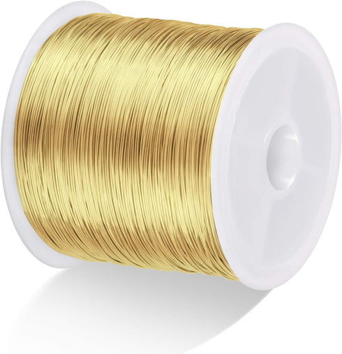 MIKIMIQI Jewelry Wire - 328Ft, 26 Gauge, Tarnish Resistant, Copper, 0.4mm X 100m (Gold)...