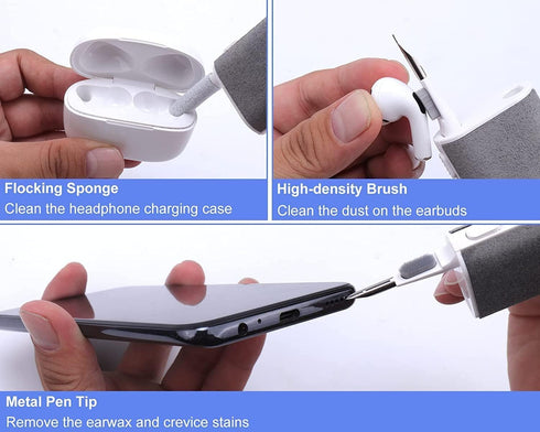 All in One Cleaning Kit for Smartphone, Earbuds, Tablets, Laptops & Cameras Screen Cleaner Tool Kit with Cleaning Pen, Spray, Soft Brush, Sponge a...