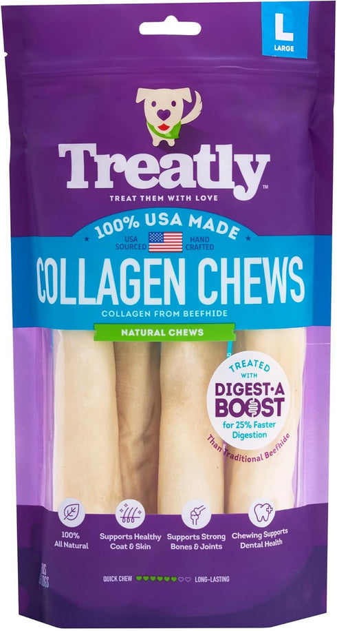 USA Collagen Rolls 9-10" Dog Chew Treats - Natural Flavor, 4 Count/1 Pack...