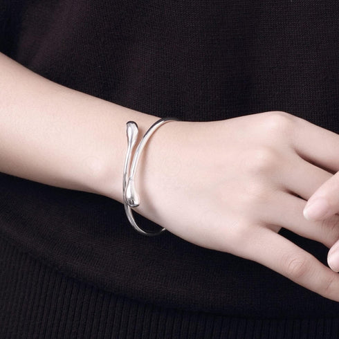 Handmade Bracelet for Women 925 Sterling Silver Open Bangle Bracelet with Gift Box Valentine's Day Gift...