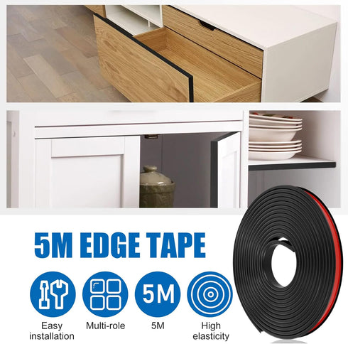 U-Shape Edge Banding, 16.4ft Self Adhesive Veneer Edging Trim TPE Flexible Furniture Edge Protector for Countertop Table Cabinet Repair Furniture ...