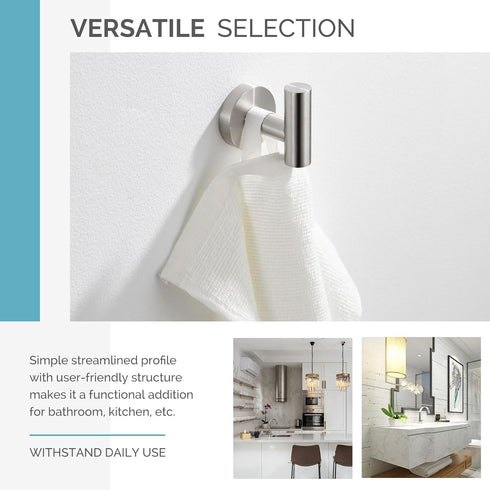 Angle Simple Robe Towel Hook Brushed Nickel, SUS304 Stainless Steel Bathroom Towel Holder, Kitchen Shower Towel Hanger, Wall Mount...