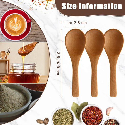 Boao 50 Pcs Small Wooden Spoons, 3.5'' L, Mini Wood Natural Tiny Spoons Wooden Little Teaspoons for Jars Sugar Creamer Honey Spices Salt Kitchen S...