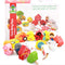 Lacing Farm Toy Wooden Block Set, Early Educational Toys String & Lacing Beads Games for Toddlers Kids Farm Animal Learning Play Set (16 Pieces)...
