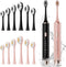 Black & Pink Electric Toothbrush for Adults, 2 Pack Toothbrush?USB Rechargeable Sonic Toothbrush with 12 Brush Heads, Smart Timer, 6 Modes, 2-Hour...