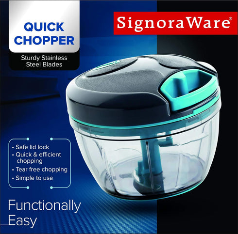 SIGNORAWARE Manual Food Processor, Vegetable Chopper -Easy Pull Hand String- Portable Stainless Steel Hand Food Chopper, Cutter, Garlic Mincer, On...