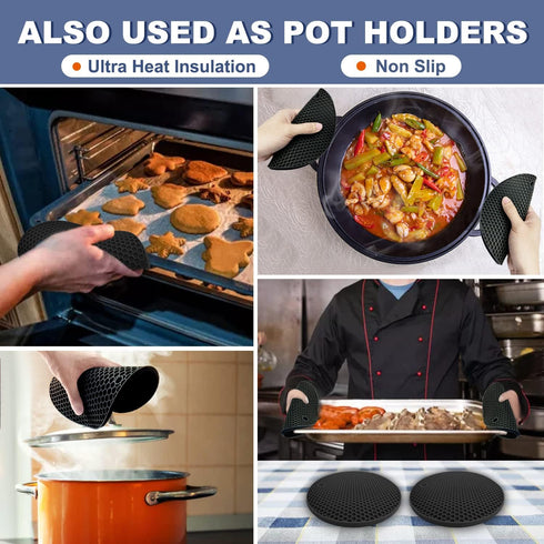 Silicone Trivet Mats - Walfos Heat Resistant Pot Holders Set, 4pcs 2 Sizes 7 Inch & 9 Inch, Multipurpose Non-Slip Hot Pads for Hot Pot, Hot Disher...