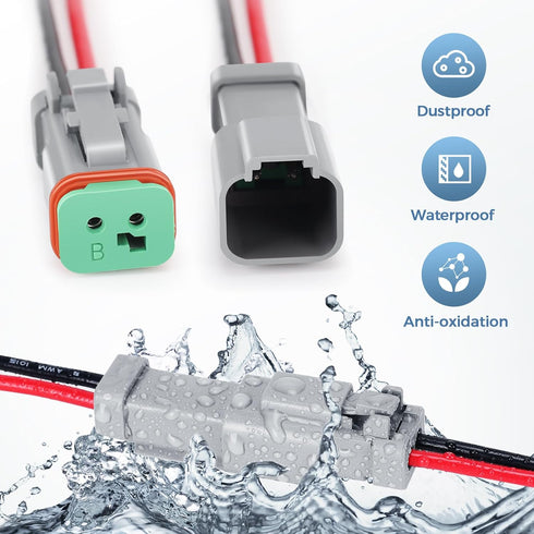 2 Kit Deutsch DT 4 pin Grey Male Female Wiring Harness Deutsch Pigtail 4 Wire Way Waterproof Automotive Electrical Connector 16 AWG with Heat Shri...