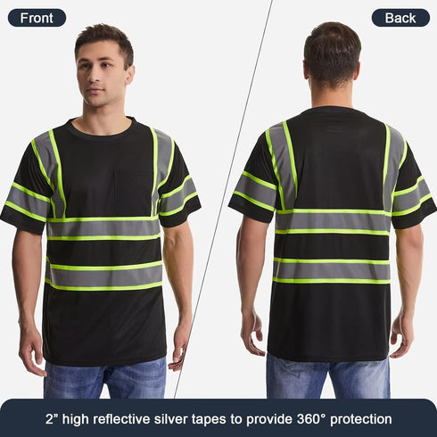 SKSAFETY High Visibility Professional Level T-Shirts Quick Dry Class 3 Safety Shirts for Men?Women, Reflective Short Sleeve Breathable Birdeyes T-...