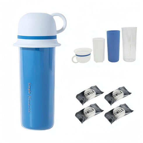 Travel Toothbrush Case,4 in 1 Toothbrush Cup Kit - Ideal for Family, Business, School, or Daily Use,Portable Multifunctional Container (Blue)...