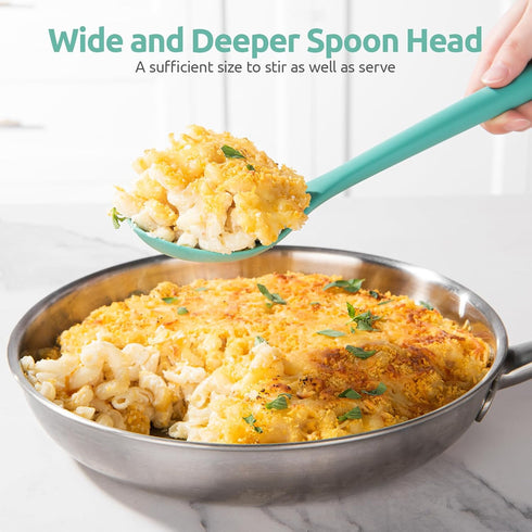 13.3" Solid Cooking Spoon: U-Taste 600ºF Heat Resistant Kitchen Mixing Spoon, Food Grade Nonstick Long and Large Rubber Soup Utensil for Serving, ...