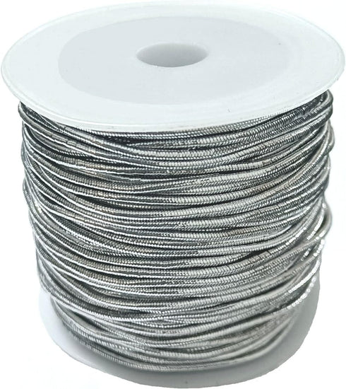 Silver Elastic Cord Elastic String for Bracelets Elastic Cord Christmas Ribbon for Crafts (Silver)...