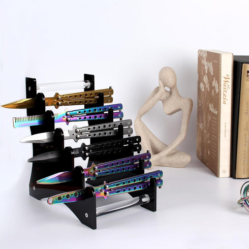 Knife Display Stand Knife Stand Display Knife Storage Holder Acrylic Knife Display Stand Organizer Holder Knife Storage 6 Knives(Black)...