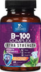 B Complex Vitamins with Vitamin B1 B2 B3 B6 B12 B100 C & Folic Acid - Supplement for Energy, Brain, & Immune Support - Super B Vitamin Complex for...