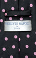 Vesuvio Napoli NeckTie BLACK w/Light PINK Polka Dots Design Men's Neck Tie...