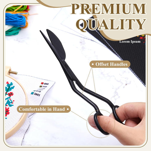 2 Pieces Duckbill Shears 6 and 7 Inches Duckbill Applique Scissors Bent Curved Offset Handle Duckbill Scissors for Carpet Pile, Art, Crafting, Fab...