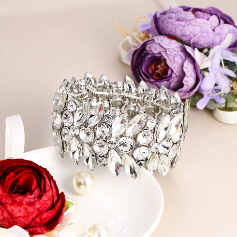EVER FAITH Women's Stretch Bracelet Marquise Crystal Art Deco Hand Chain Wedding Bridal Jewelry...