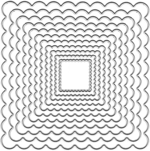 Metal Nested Square Frame Cutting Dies, Bow Wavy Layering Background Die Cuts for Card Making Scrapbooking DIY Etched Craft Stencil Embossing Tool...