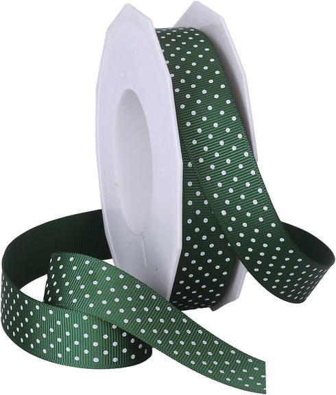 Morex Swiss Dot Polyester Grosgrain Ribbon, 7/8-Inch by 20-Yard Spool, Hunter...