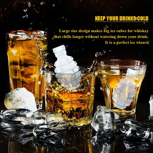 Grenade Ice Cube Mold Large 3D Chocolate Cake Mold Silicone Ice Maker for Whiskey Cocktail, Ideal for Baking...